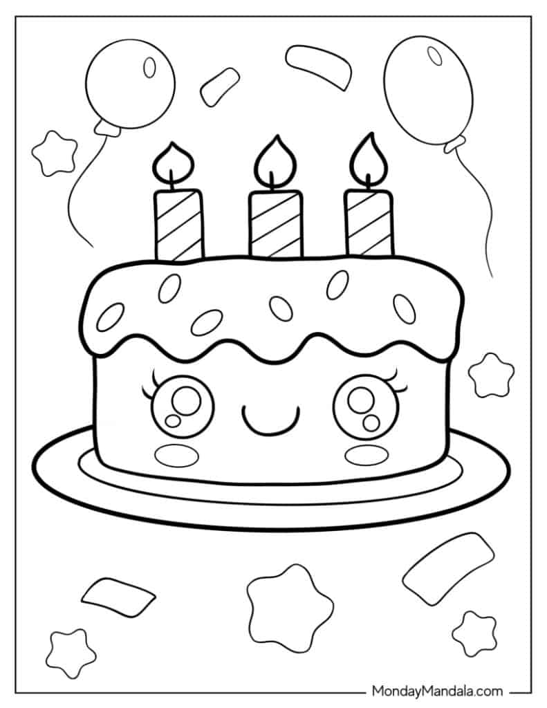 Cake coloring pages free pdf printables