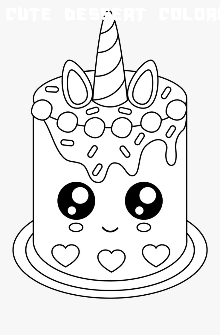 Cute dessert coloring pages kleurplaten kinderkleurplaten eenhoorn taarten