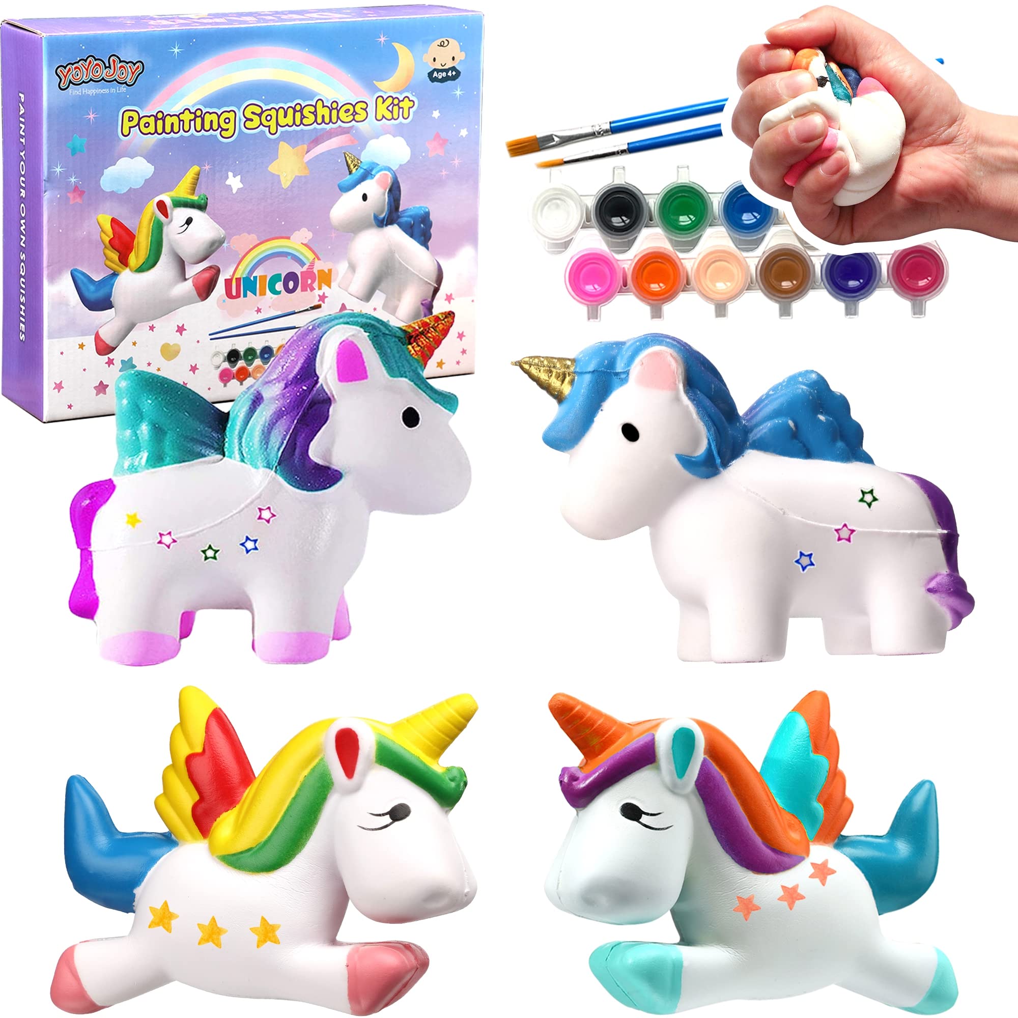 Unicorn squishy toys paint your own squishies slow rising kit large squishies pack stress relief toy for boys and girls arts and crafts for kids birthday