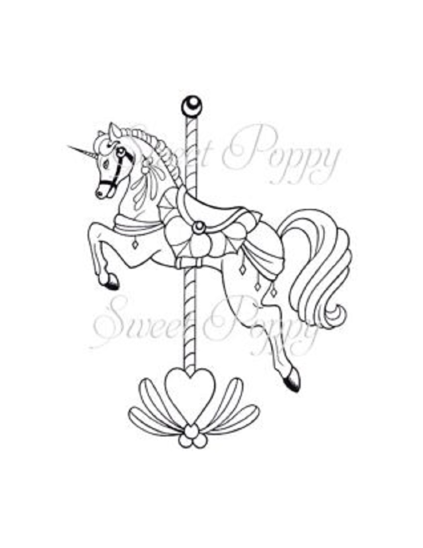 Sweet poppy stencil a stamp carousel unicorn