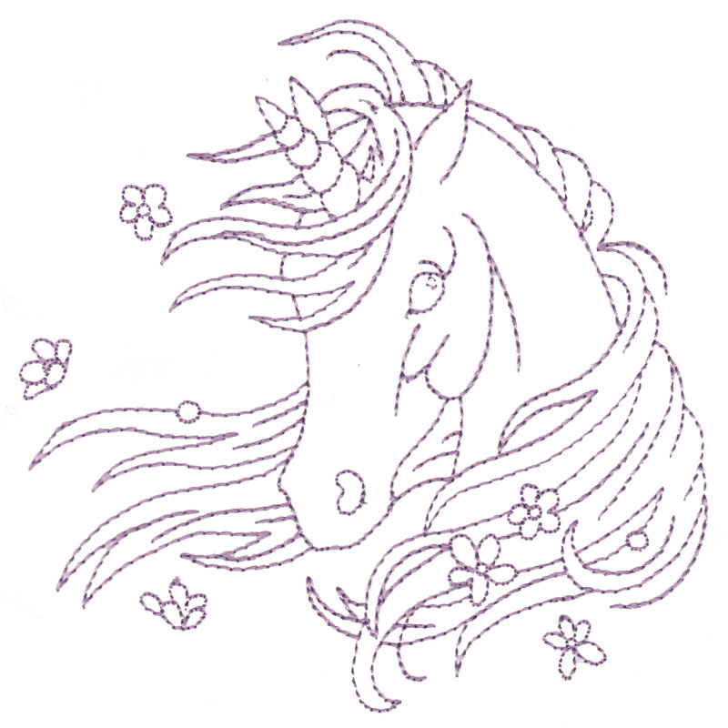 Linework unicorn with flowers