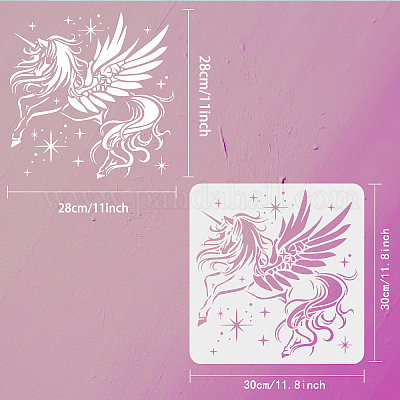 Wholesale fingerinspire unicorn stencil xinch reusable unicorn pegasus drawing template unicorn and star pattern craft stencil dream theme stencil for painting on wall