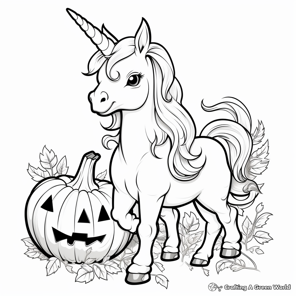 Unicorn pumpkin coloring pages