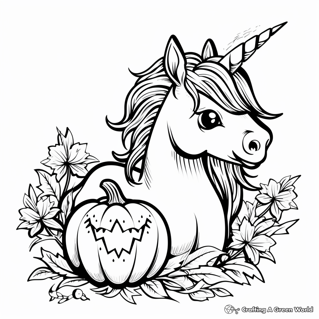 Unicorn pumpkin coloring pages