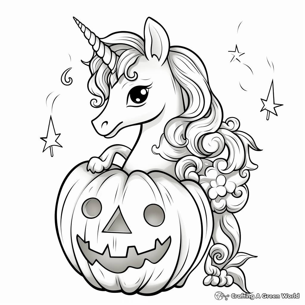 Unicorn pumpkin coloring pages