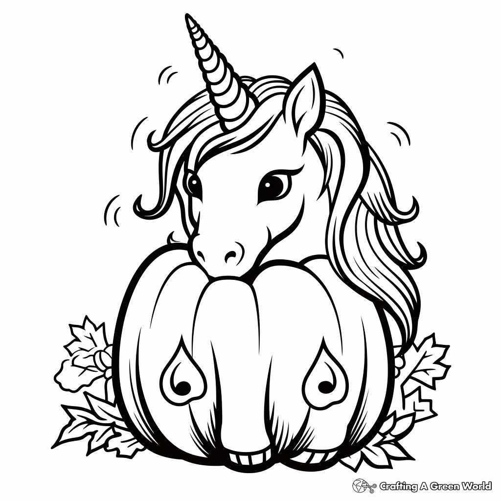 Unicorn pumpkin coloring pages