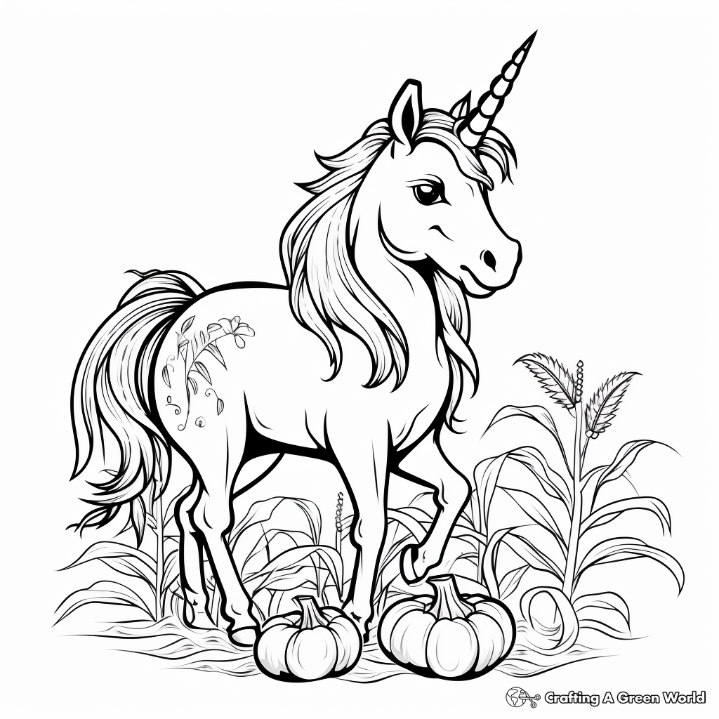 Unicorn pumpkin coloring pages