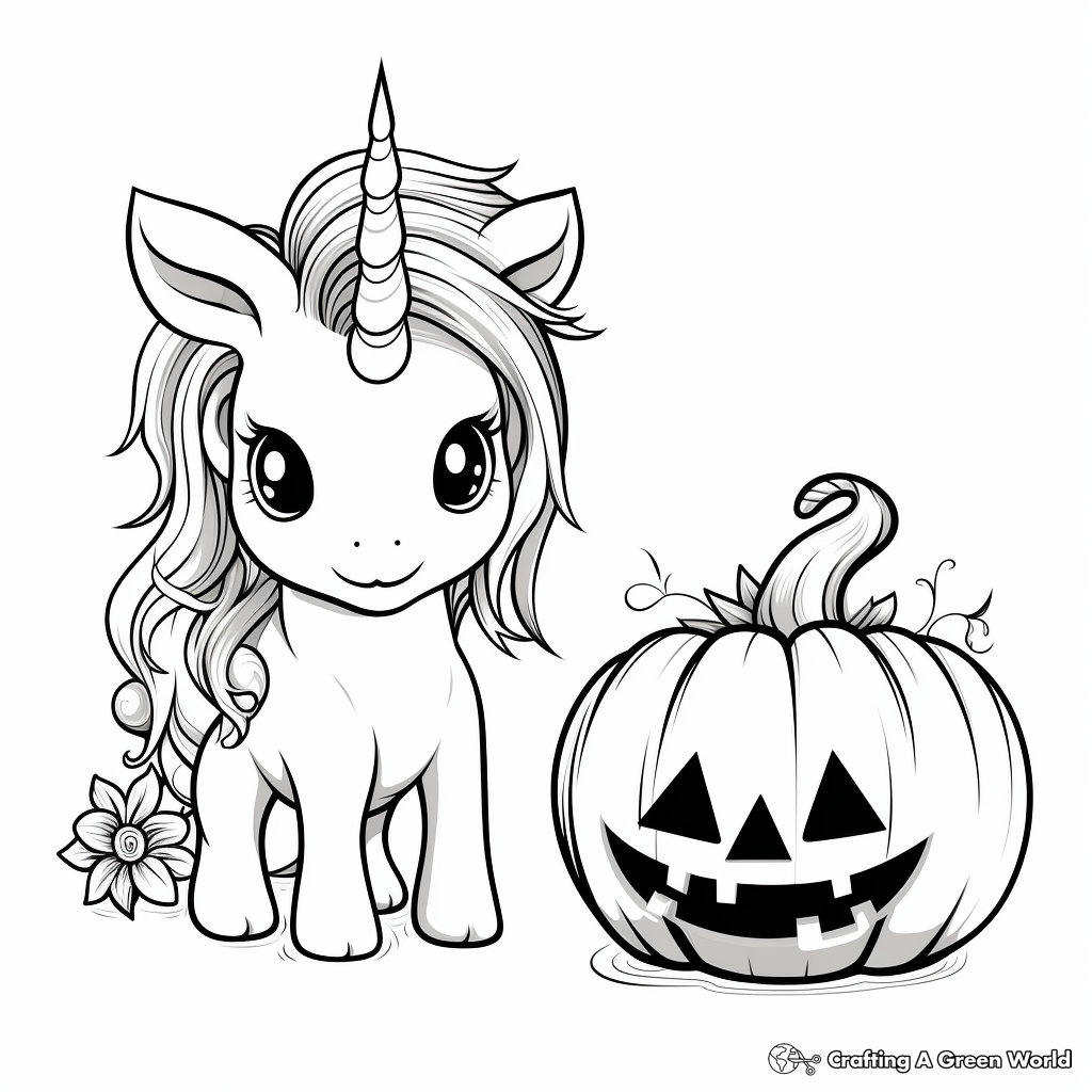 Unicorn pumpkin coloring pages