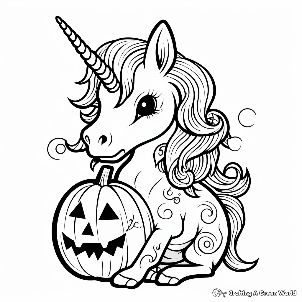 Unicorn pumpkin coloring pages