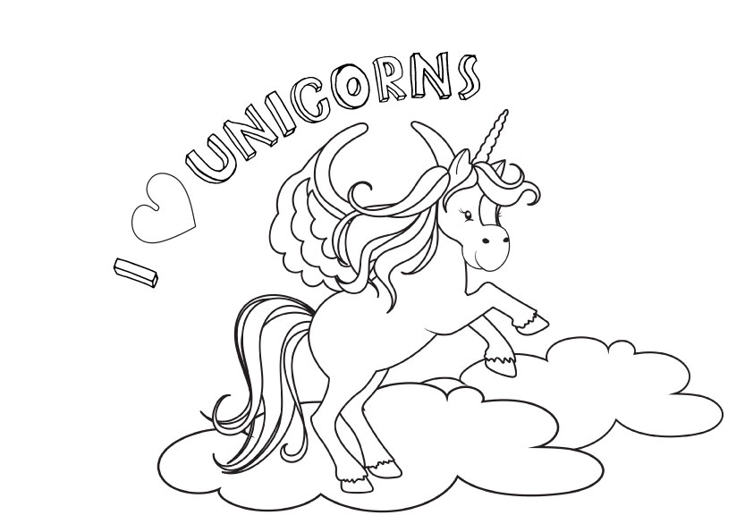 Unicorn colouring free printable