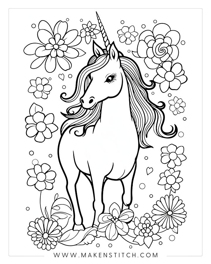 Free unicorn coloring pages for kids and adults