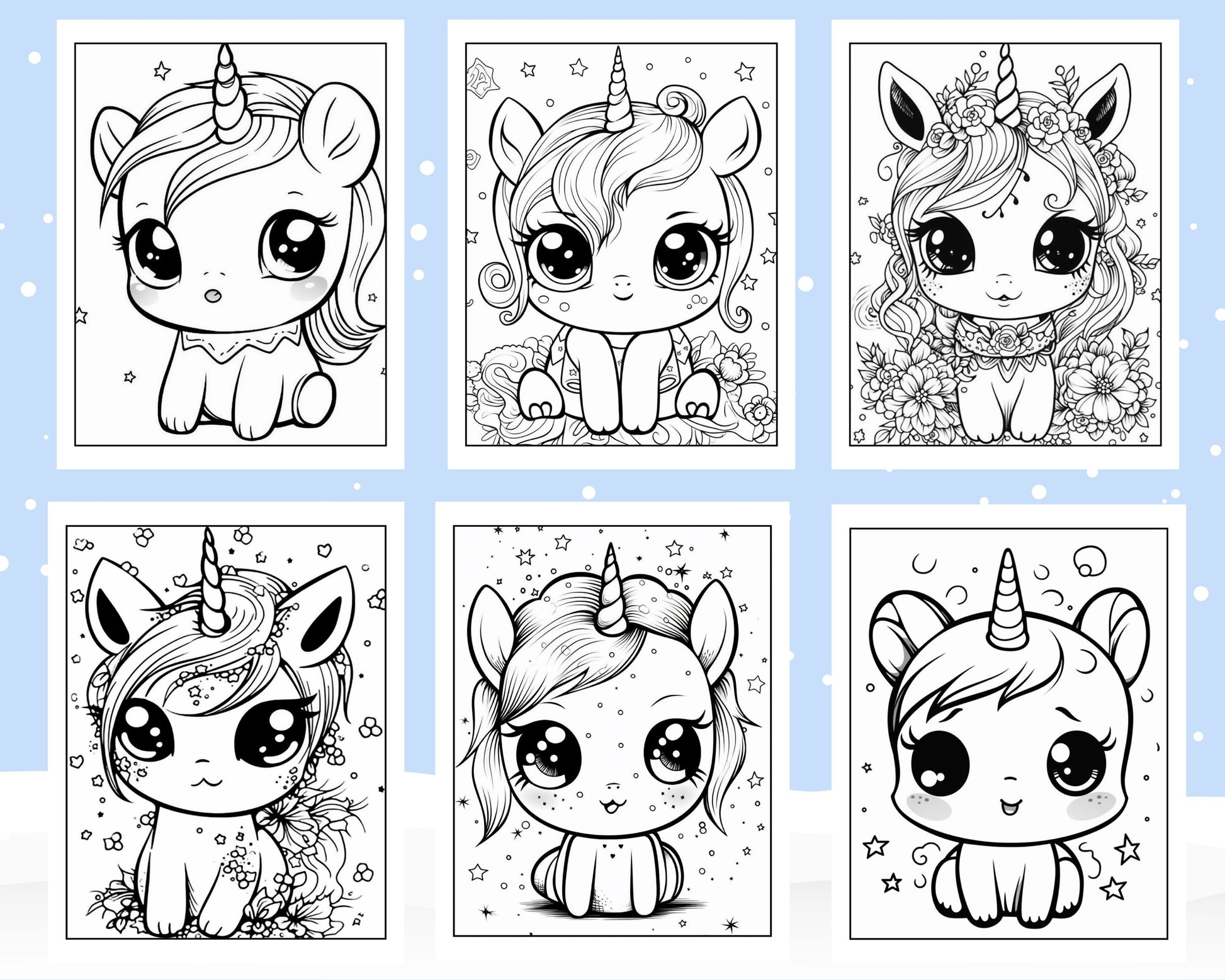 Adorable kawaii unicorn printable coloring pages for kids printab â coloring