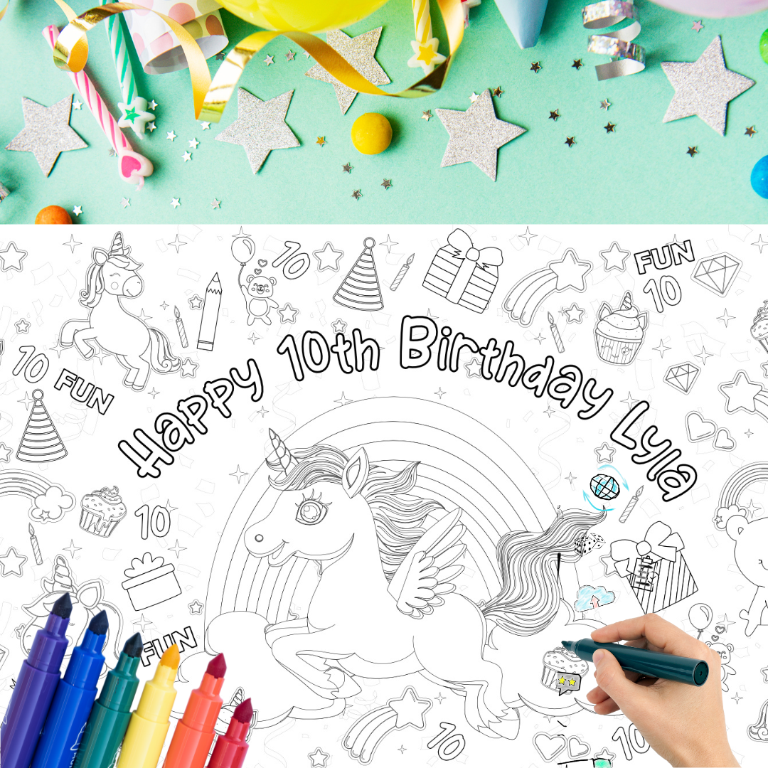 Unicorn coloring table cover â creative crayons workshop