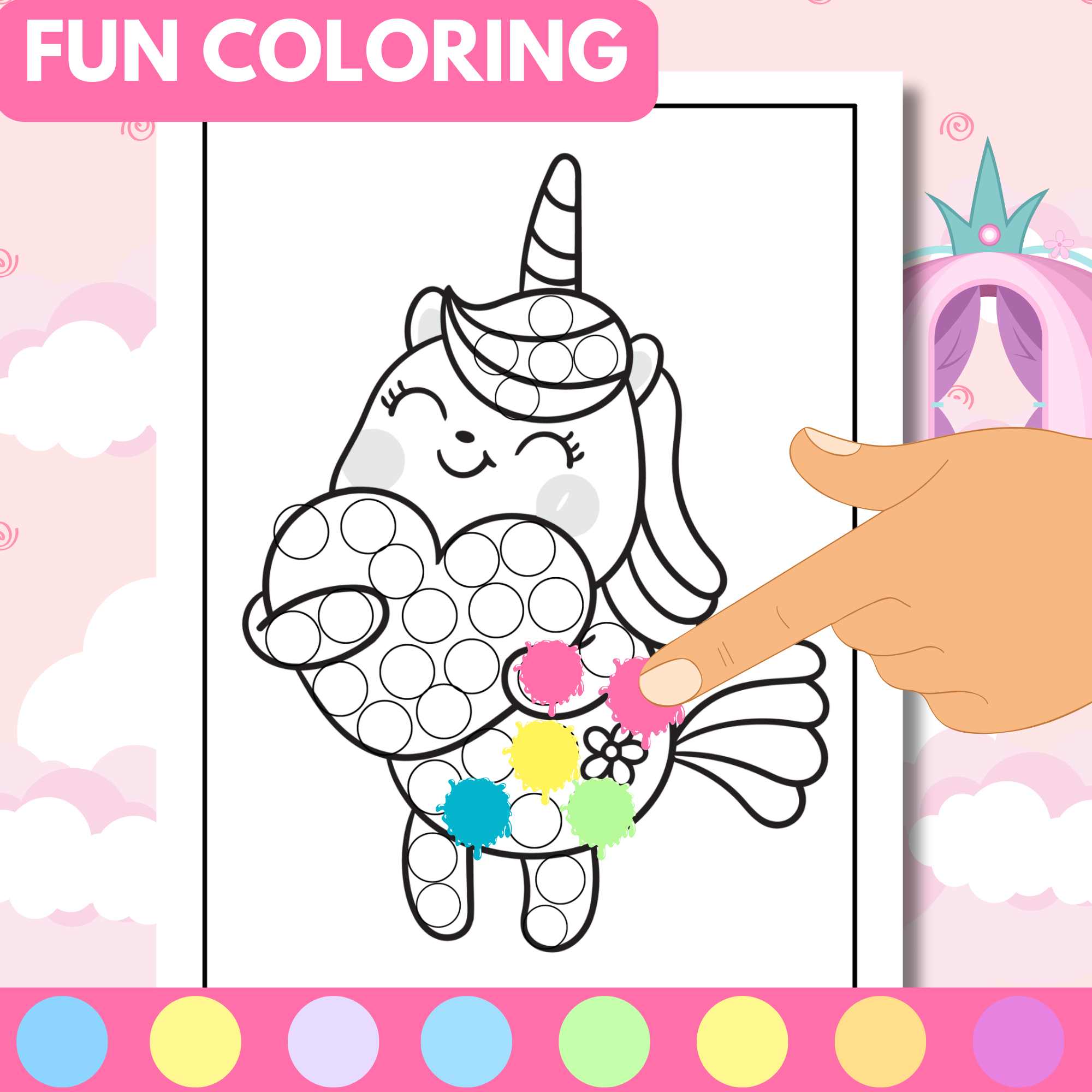 Unicorn dot marker activities and coloring pages for kids made by teachers