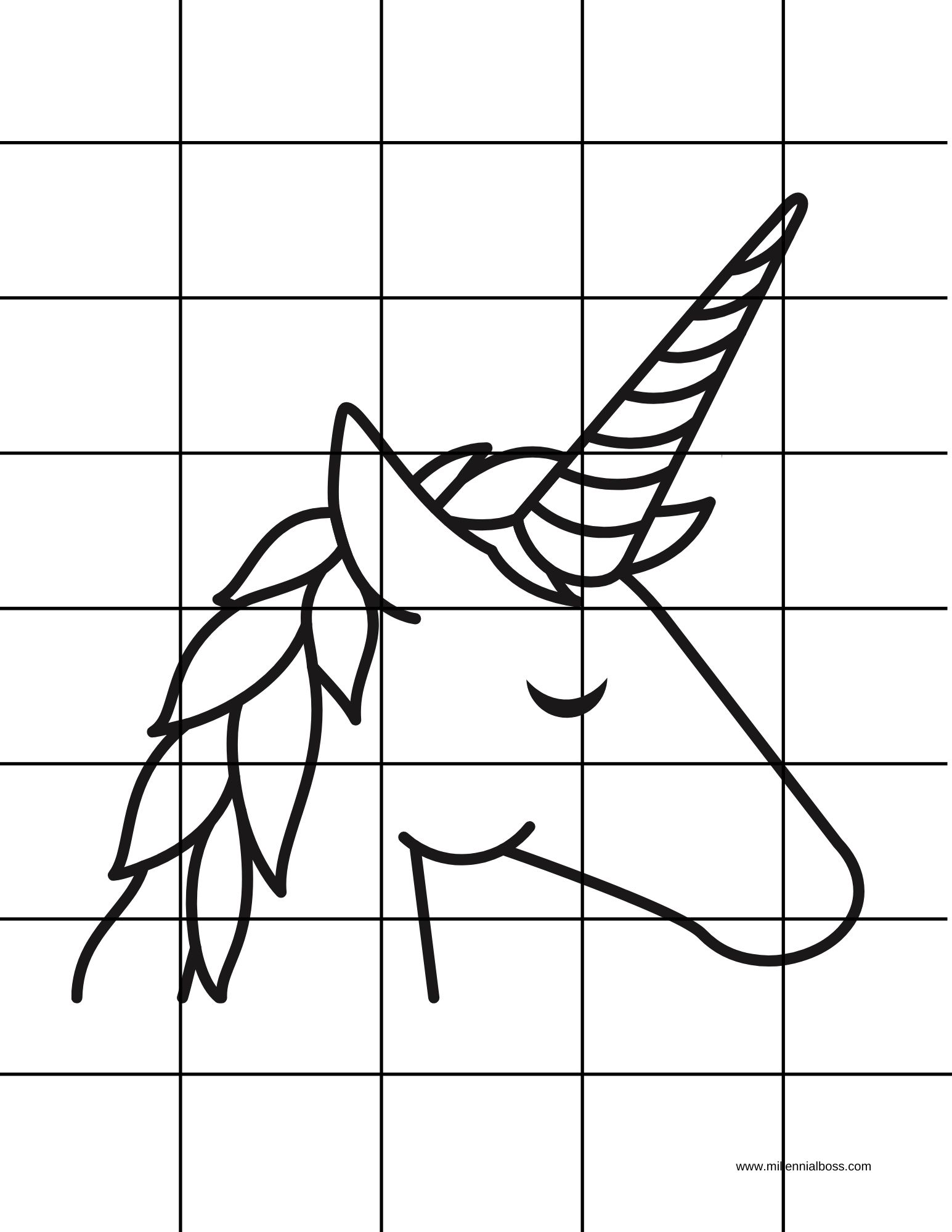 Easy unicorn drawing guide for kids with free printable