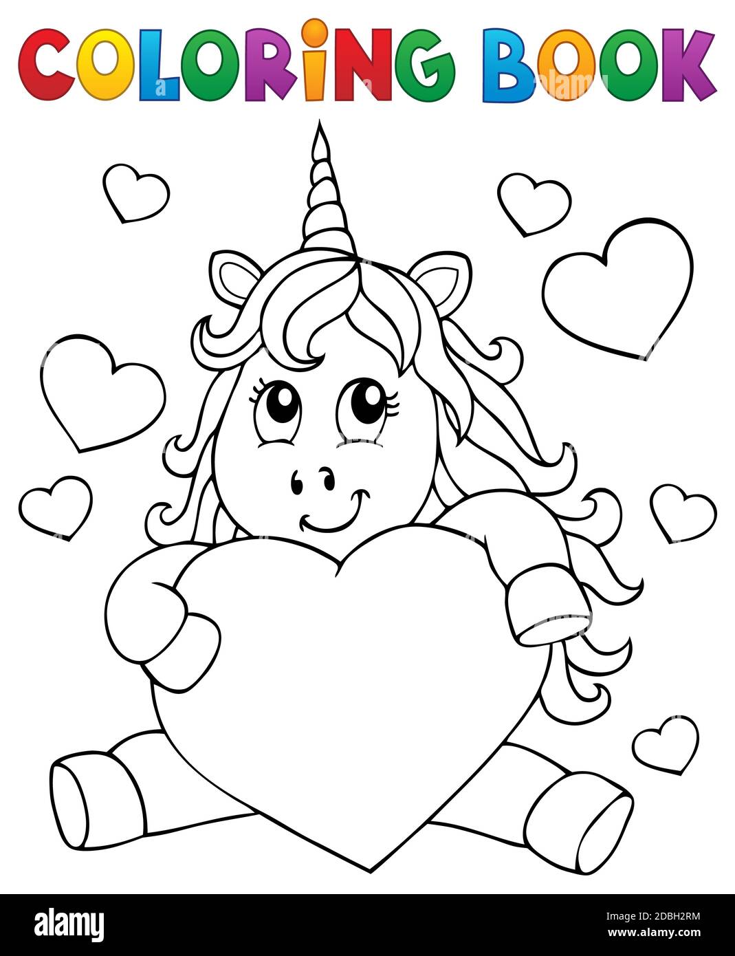 Coloring book valentine unicorn theme