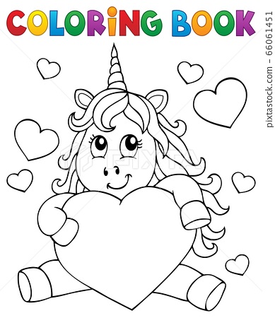 Coloring book valentine unicorn theme