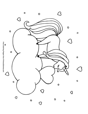 Unicorn nuzzle heart coloring page â free printable pdf from