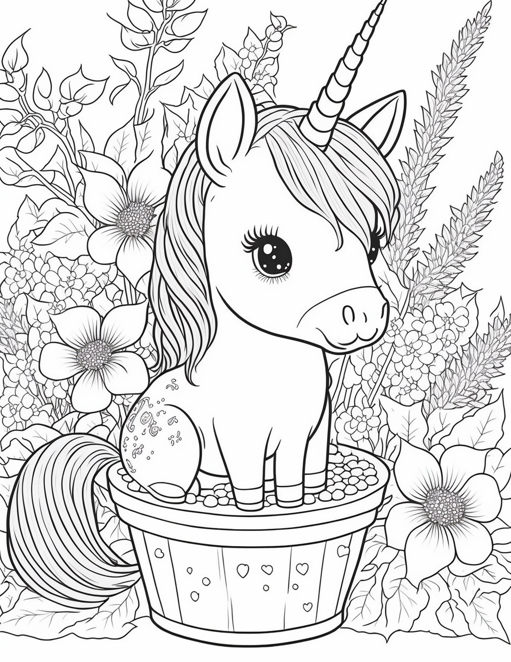 Cute unicorn printable coloring pages for kids printable pdf file unicorn coloring pages cute coloring pages coloring book art