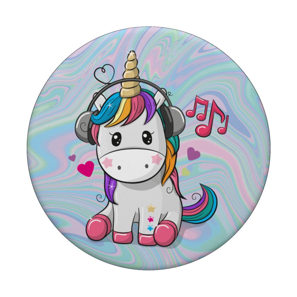 Cute sitting unicorn music headphones unicorn swirl popsockets popgrip swappable grip for phones tablets popsockets standard popgrip cell phones accessories