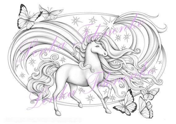 Coloring page for adults unicorngrey scale pdf download and print