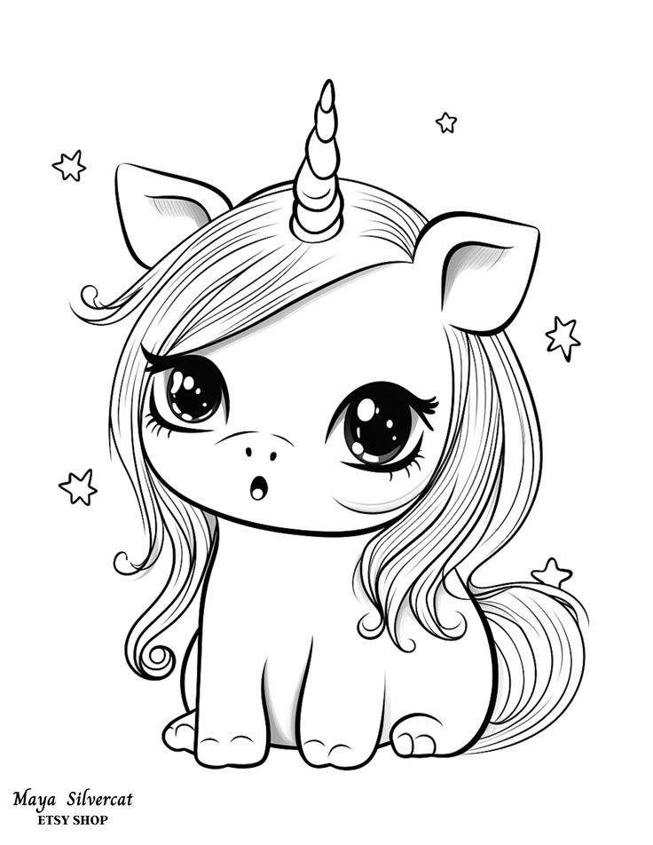 Magical unicorn coloring page for kids