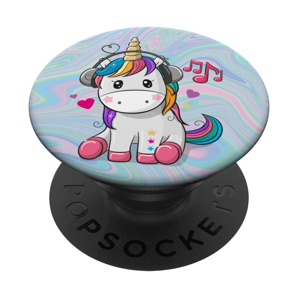 Cute sitting unicorn music headphones unicorn swirl popsockets popgrip swappable grip for phones tablets popsockets standard popgrip cell phones accessories