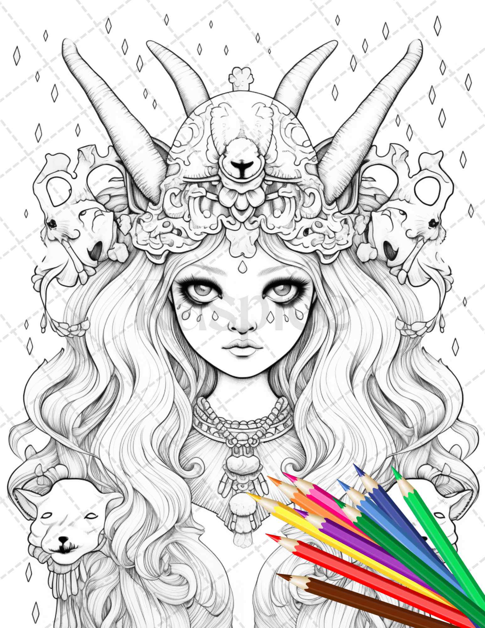 Creepy kawaii pastel goth coloring pages printable for adults gray â coloring