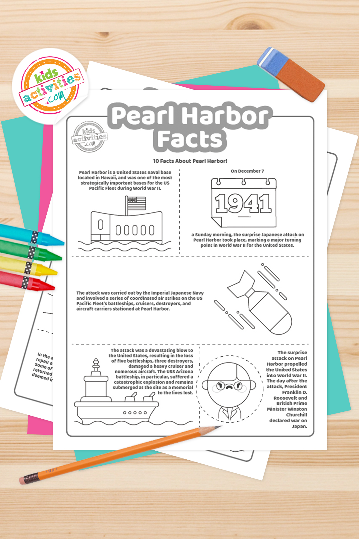 Intriguing pearl harbor facts coloring pages kids activities blog