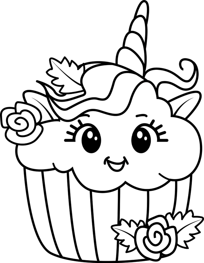 Unicorn cake coloring book para impressão e online