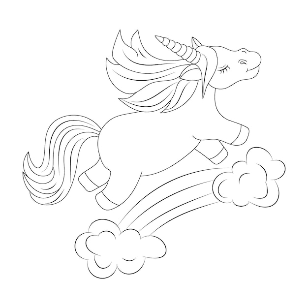 Licorne enfants coloriage page vecteur conception imprimable vierge pour les enfants ã remplir vecteur gratuit vecteur premium