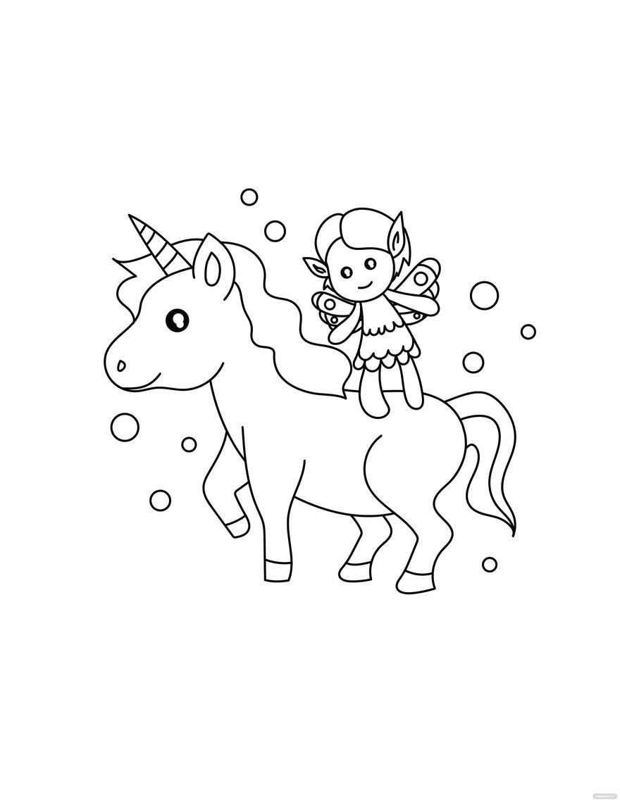 Unicorn coloring page in pdf