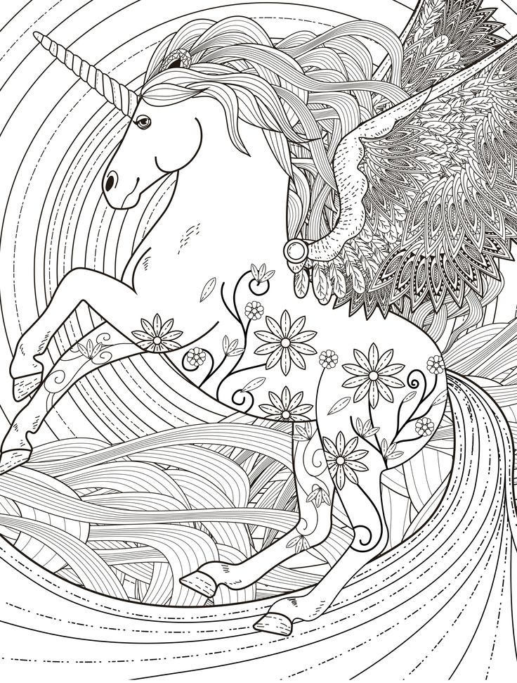 Unicorn coloring pages for adults