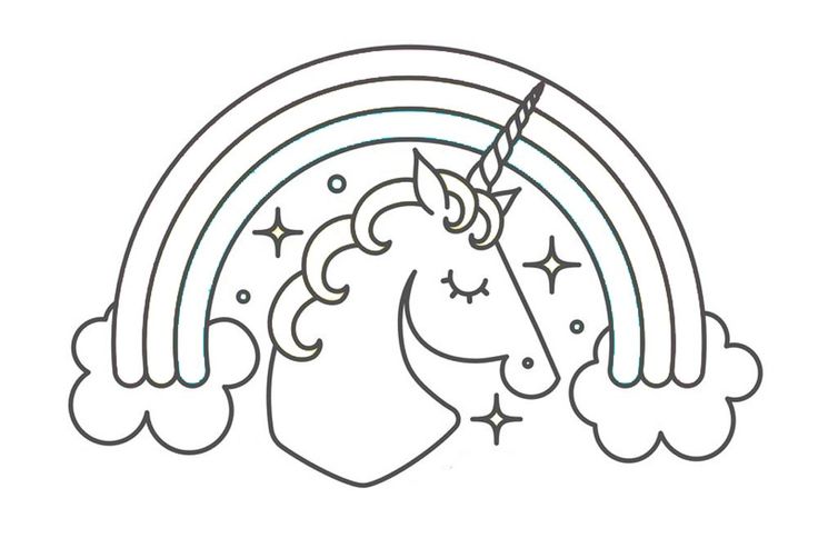 Unicorn template with rainbow free printable coloring page free printable coloring pages unicorn template free printable coloring