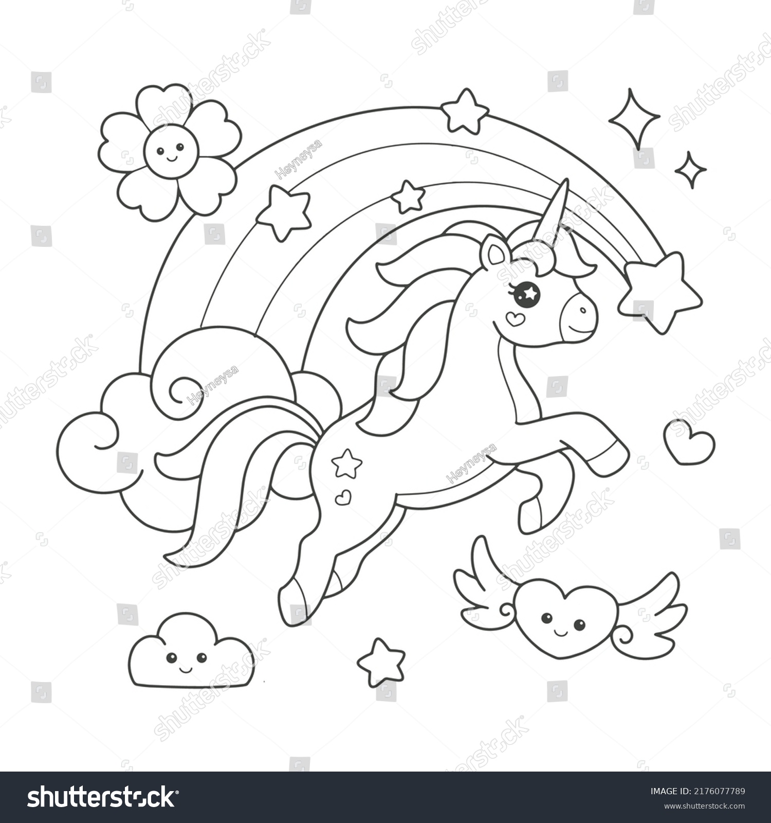 Unicorn rainbow coloring book images stock photos d objects vectors