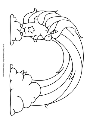 Unicorn with a rainbow coloring page â free printable pdf from