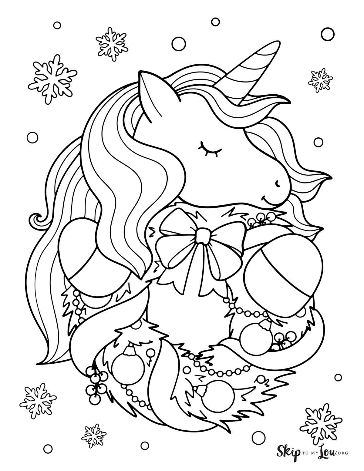 Christmas unicorn coloring pages skip to my lou