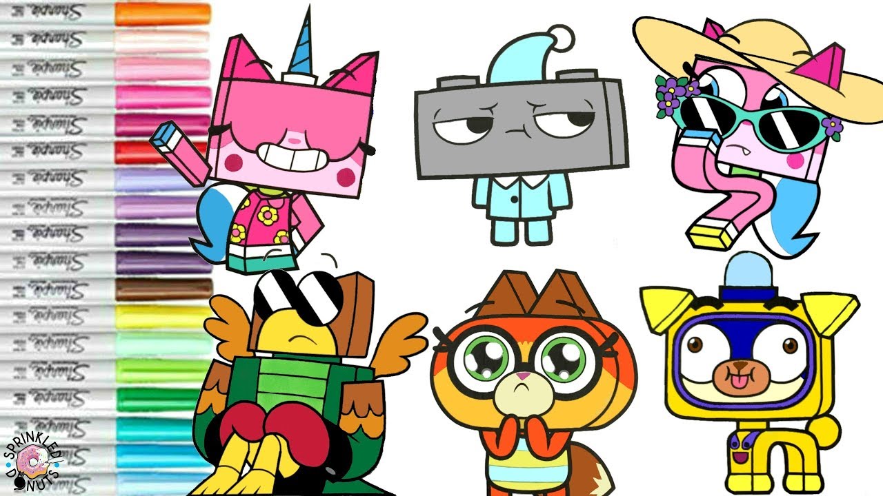 Unikitty coloring book page copilation unikitty puppycorn dr fox richard hawkodile