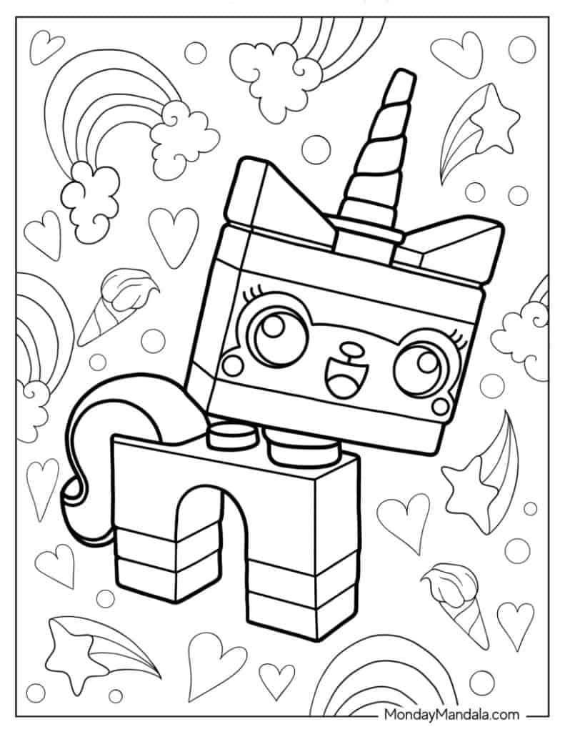 Unicorn cat coloring pages free pdf printables