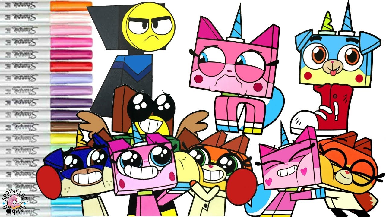 Unikitty coloring book page copilation unikitty puppycorn dr fox aster frown hawkodile