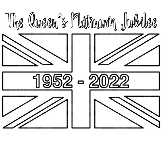 Queens platinum jubilee union jack uk flag red white and blue coloring page colouring in page printable silhouette cut files svg