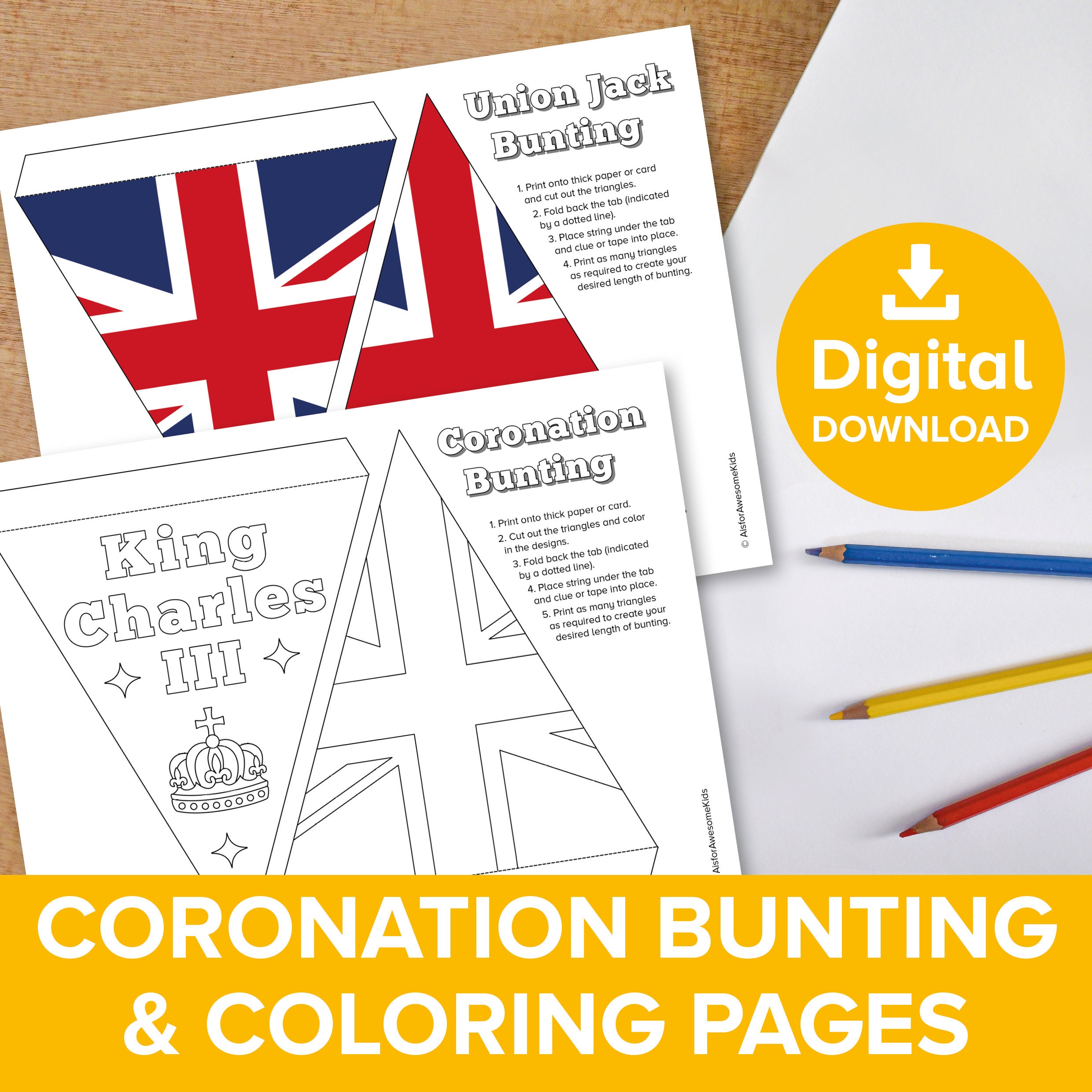 King charles iii coronation bunting union jack uk flag