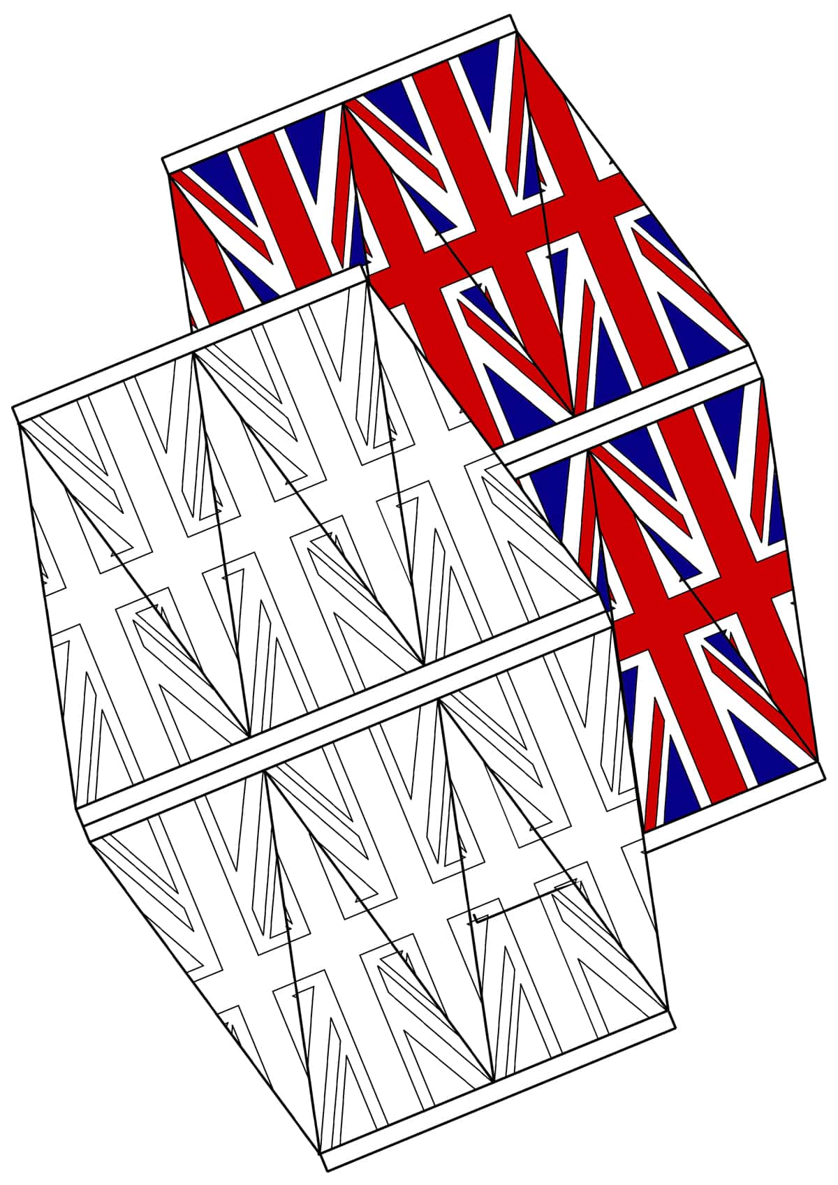 Lour and cut out printable union jack bunting