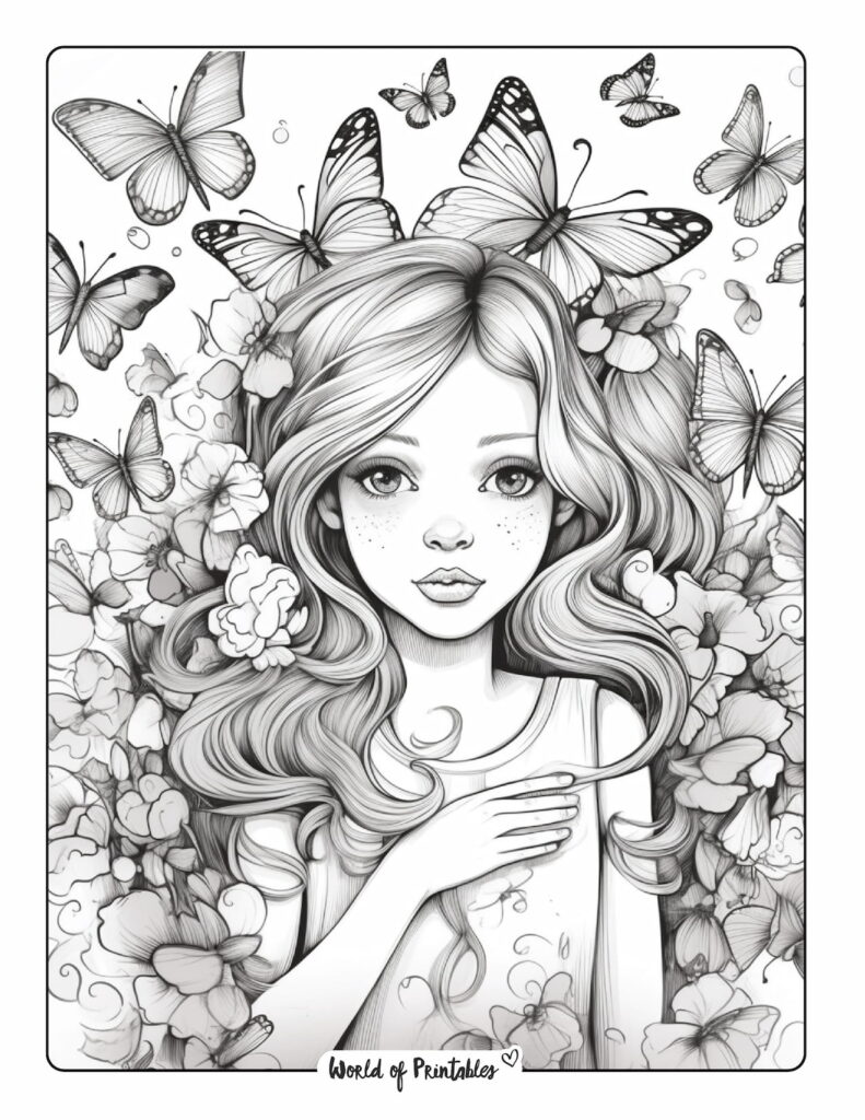 Butterfly coloring pages for kids adults