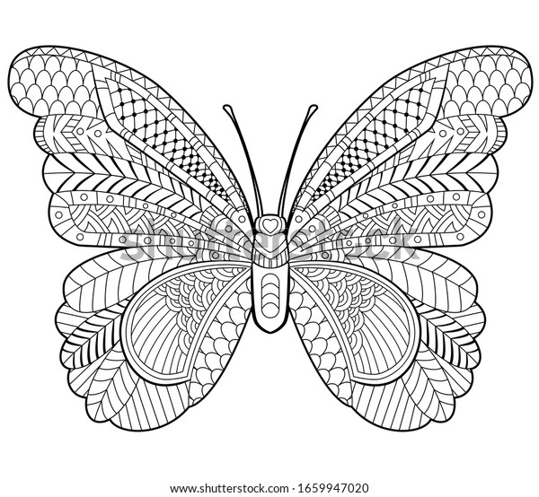 Butterfly coloring page children adults beautiful stock vector royalty free