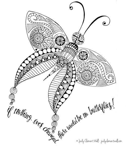 Butterfly truth adult coloring page