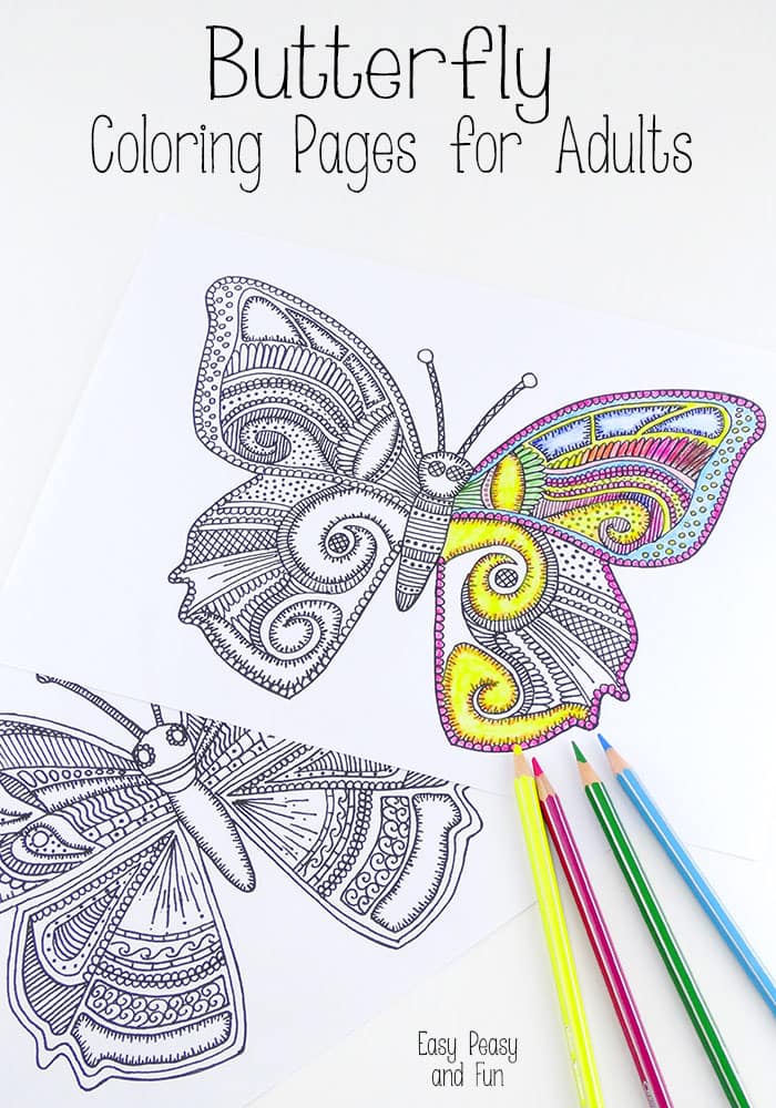 Butterfly coloring pages for adults