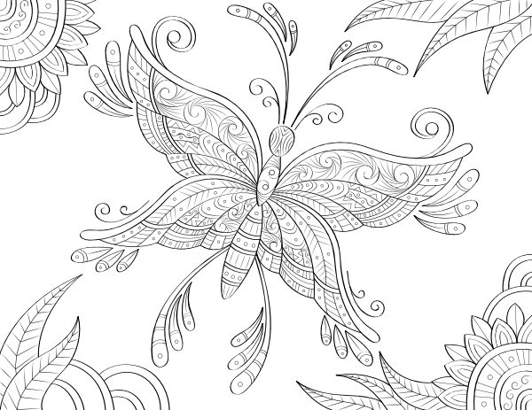 Printable butterfly adult coloring page