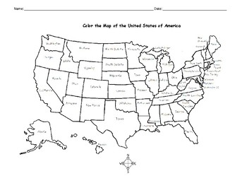 Map of the usa printable coloring page by interactive printables