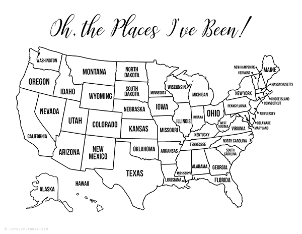 Free printable usa travel maps for your bullet journal